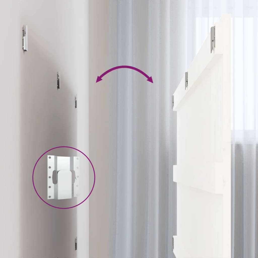 Testiera da Parete Bianca 127,5x3x60 cm Legno Massello di Pino 824839