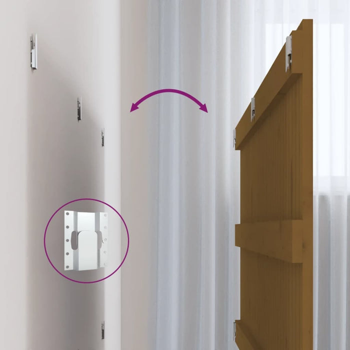 Testiera da Parete-Testiera a Muro-Testata Decorativa Ambra 127,5x3x60cm in Legno Massello di Pino