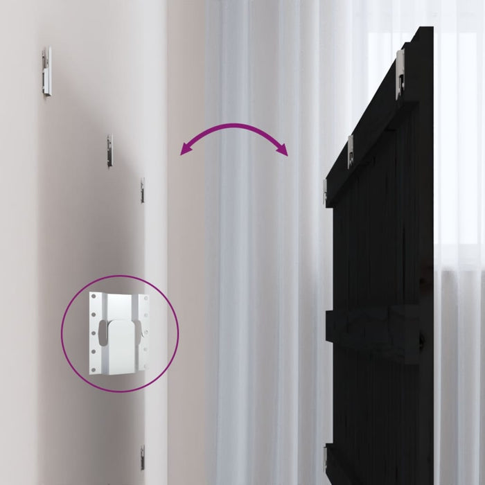 Testiera da Parete Nera 127,5x3x60 cm in Legno Massello di Pino 824842