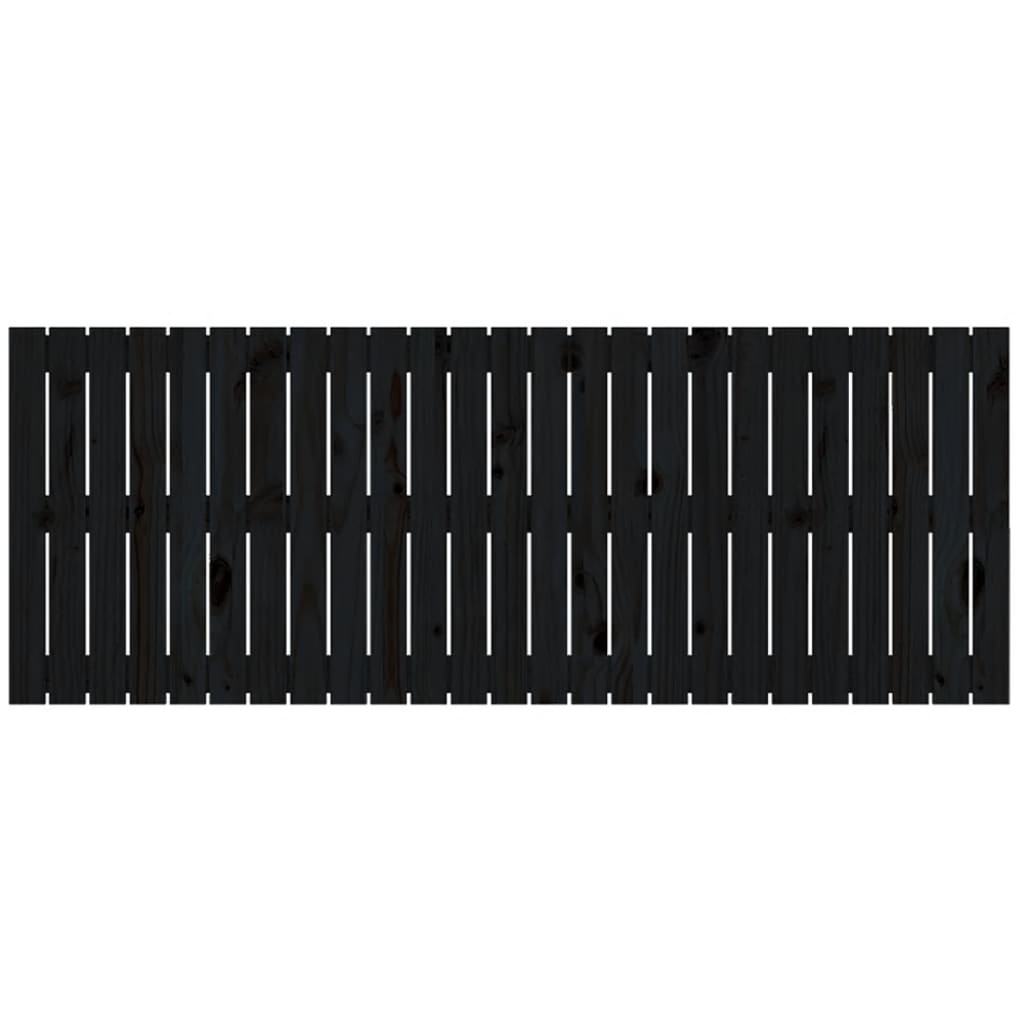 Testiera da Parete Nera 159,5x3x60 cm in Legno Massello di Pino 824852