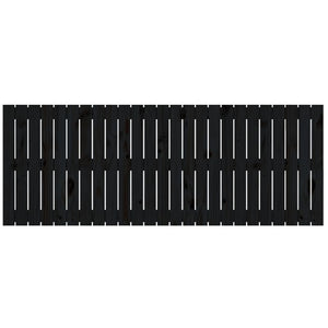 Testiera da Parete Nera 159,5x3x60 cm in Legno Massello di Pino 824852