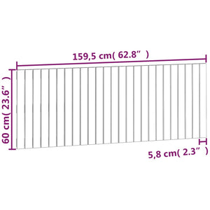 Testiera da Parete Nera 159,5x3x60 cm in Legno Massello di Pino 824852