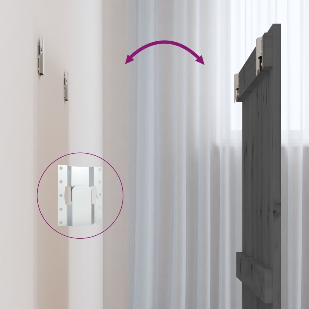 Testiera da Parete Grigia 82,5x3x60cm in Legno Massello di Pino 824855