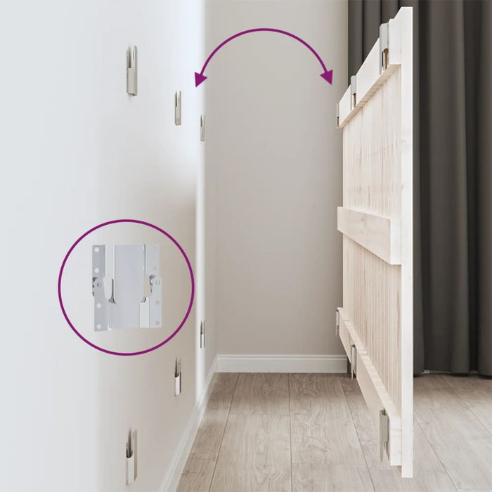 Testiera da Parete Bianca 166x3x60 cm in Legno Massello di Pino 824859