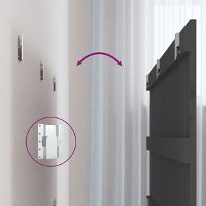 Testiera da Parete Grigia 185x3x60 cm in Legno Massello di Pino 824865