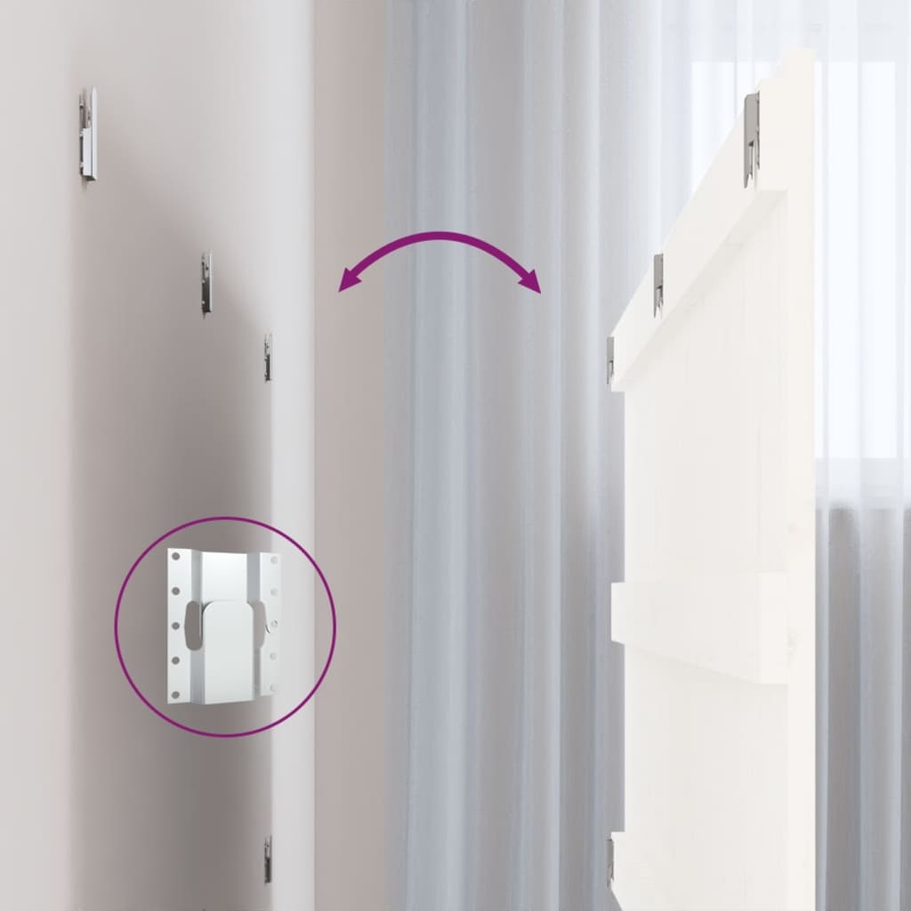 Testiera da Parete-Testiera a Muro-Testata Decorativa Bianca 204x3x90 cm in Legno Massello di Pino