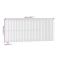 Testiera da Parete-Testiera a Muro-Testata Decorativa Bianca 204x3x90 cm in Legno Massello di Pino