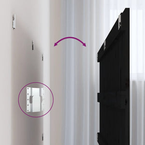 Testiera da Parete Nera 204x3x90 cm in Legno Massello di Pino 824882