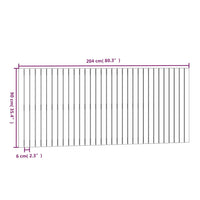 Testiera da Parete Nera 204x3x90 cm in Legno Massello di Pino 824882