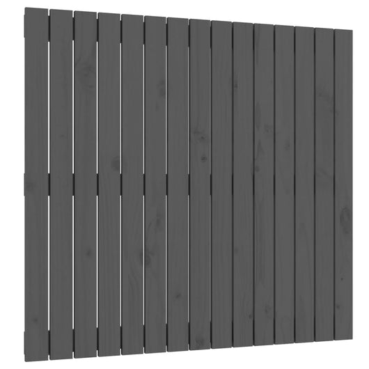 Testiera da Parete Grigia 95,5x3x90cm in Legno Massello di Pino 824885