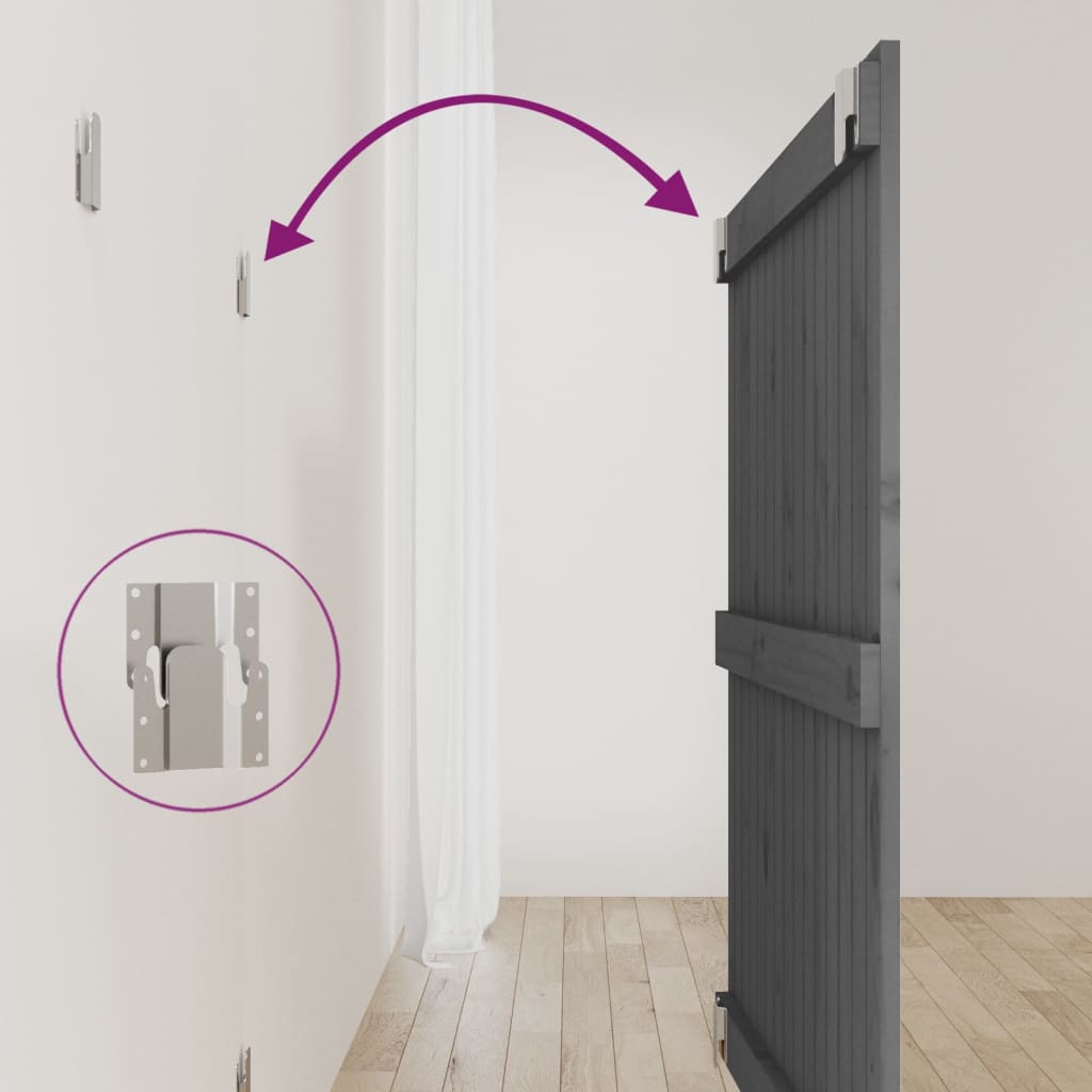 Testiera da Parete Grigia 95,5x3x90cm in Legno Massello di Pino