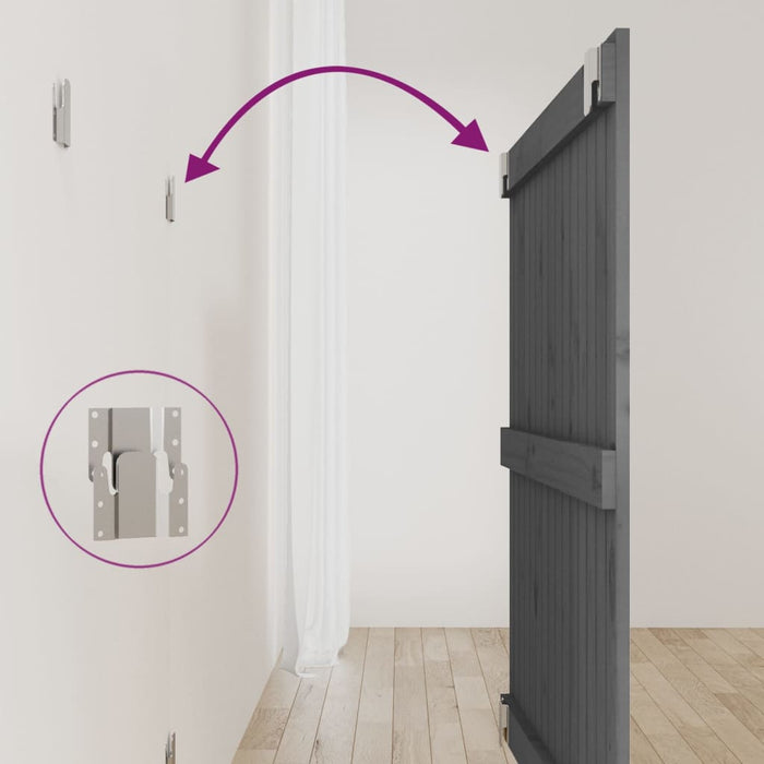 Testiera da Parete Grigia 95,5x3x90cm in Legno Massello di Pino