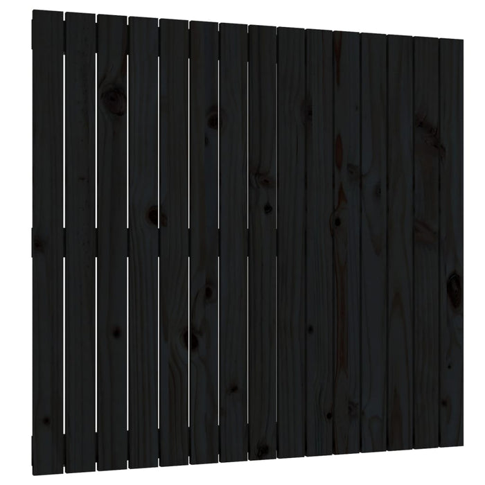 Testiera da Parete Nera 95,5x3x90 cm in Legno Massello di Pino 824887