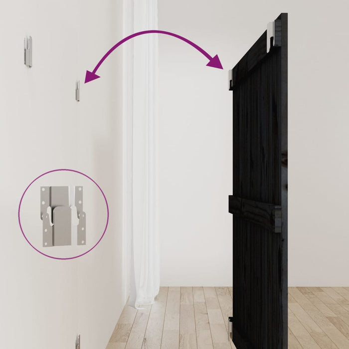 Testiera da Parete Nera 95,5x3x90 cm in Legno Massello di Pino 824887