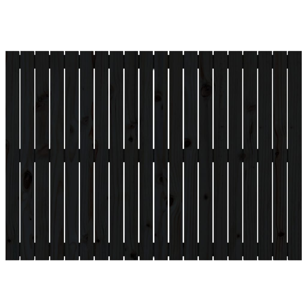Testiera da Parete Nera 127,5x3x90 cm in Legno Massello di Pino 824892