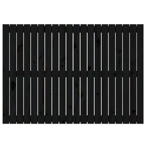 Testiera da Parete Nera 127,5x3x90 cm in Legno Massello di Pino 824892