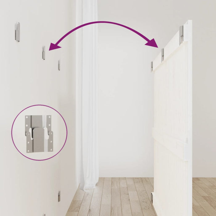 Testiera da Parete Bianca 147x3x90 cm in Legno Massello di Pino 824894