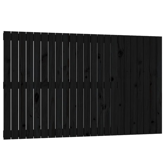 Testiera da Parete Nera 147x3x90 cm in Legno Massello di Pino 824897