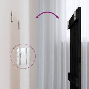 Testiera da Parete Nera 82,5x3x90 cm in Legno Massello di Pino 824907