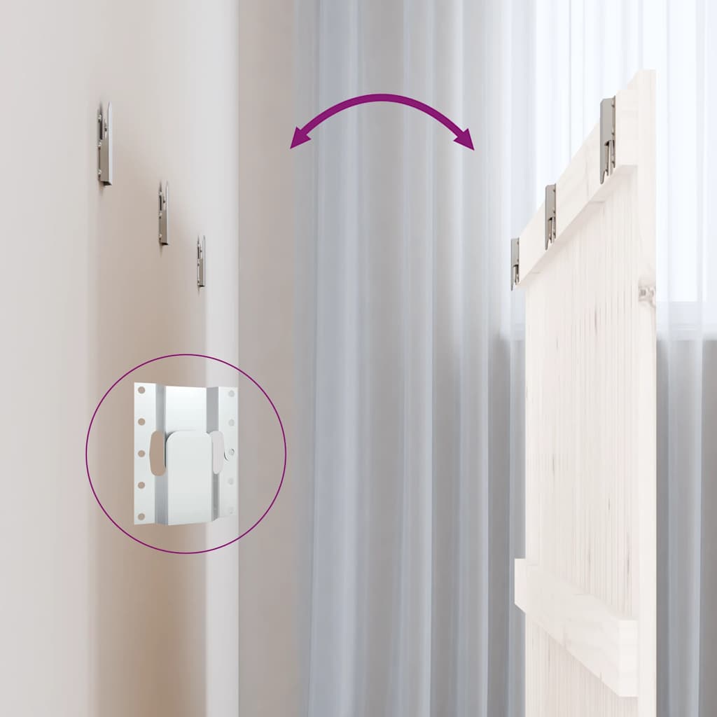 Testiera da Parete-Testiera a Muro-Testata Decorativa Bianca 166x3x90 cm in Legno Massello di Pino