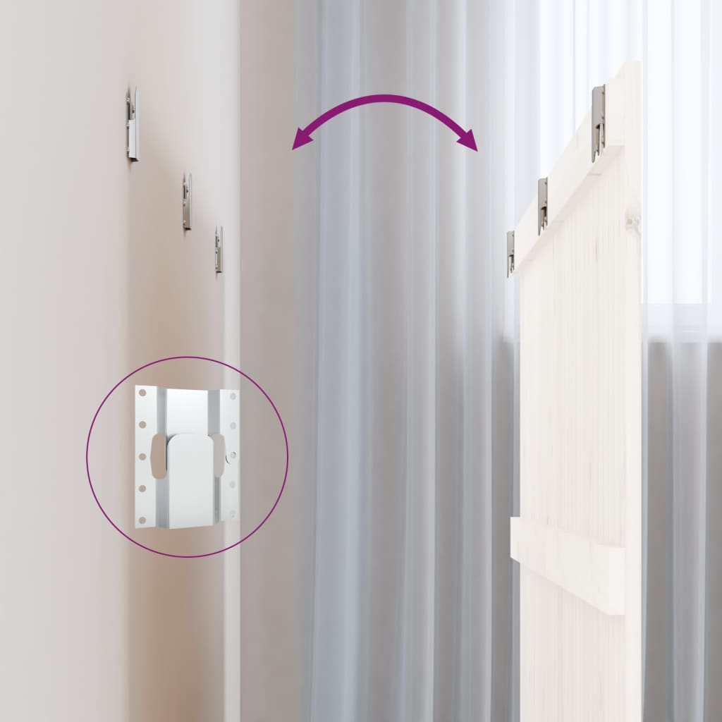 Testiera da Parete Bianca 185x3x90 cm in Legno Massello di Pino 824914