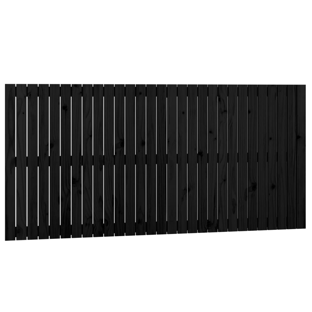 Testiera da Parete Nera 185x3x90 cm in Legno Massello di Pinocod mxl 129386