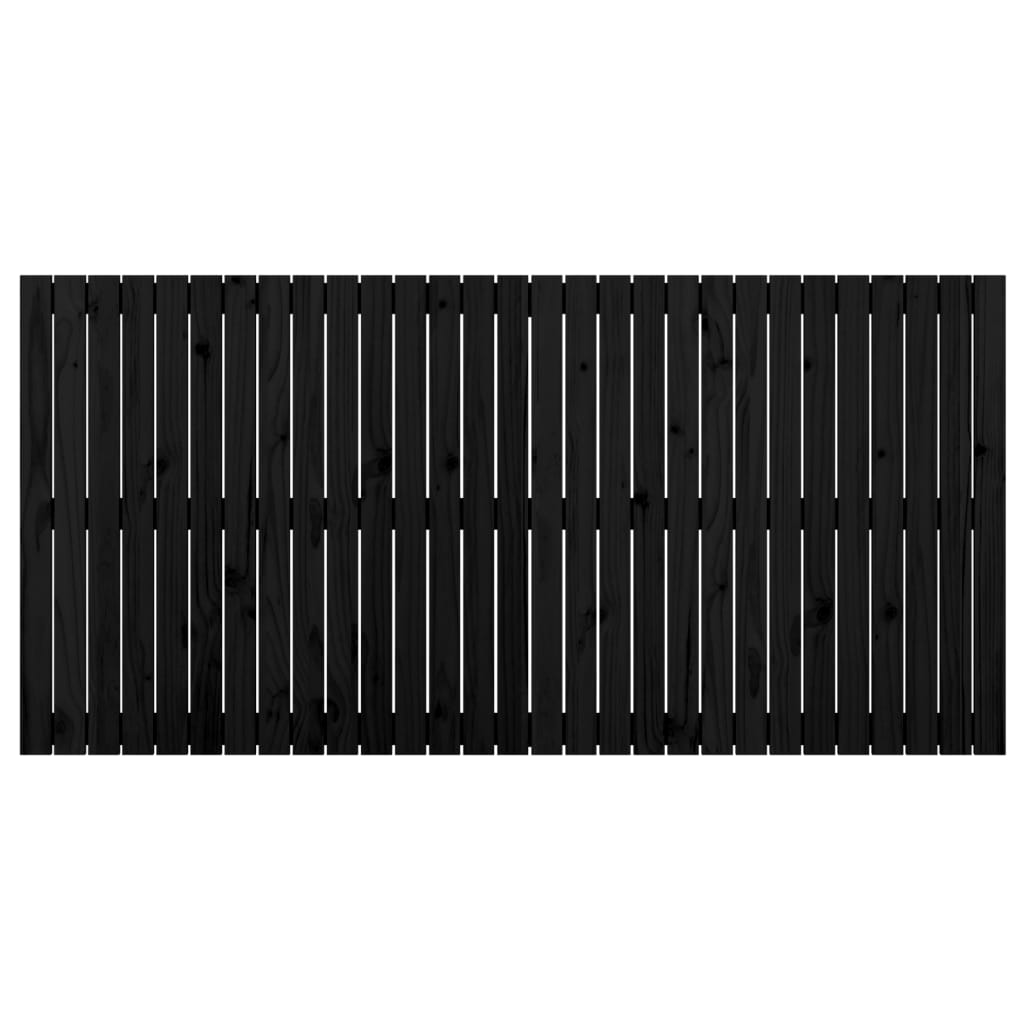 Testiera da Parete Nera 185x3x90 cm in Legno Massello di Pino 824917