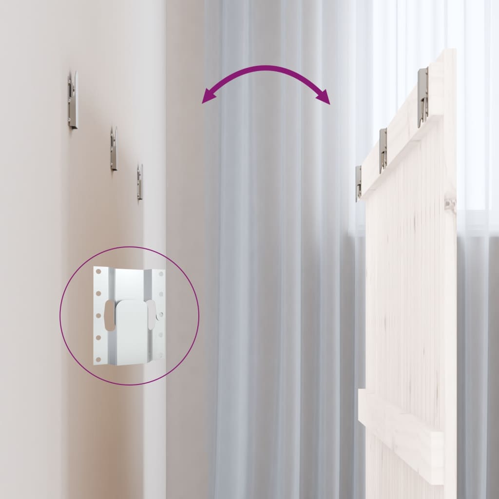 Testiera da Parete-Testiera a Muro-Testata Decorativa Bianca 140x3x90 cm in Legno Massello di Pino