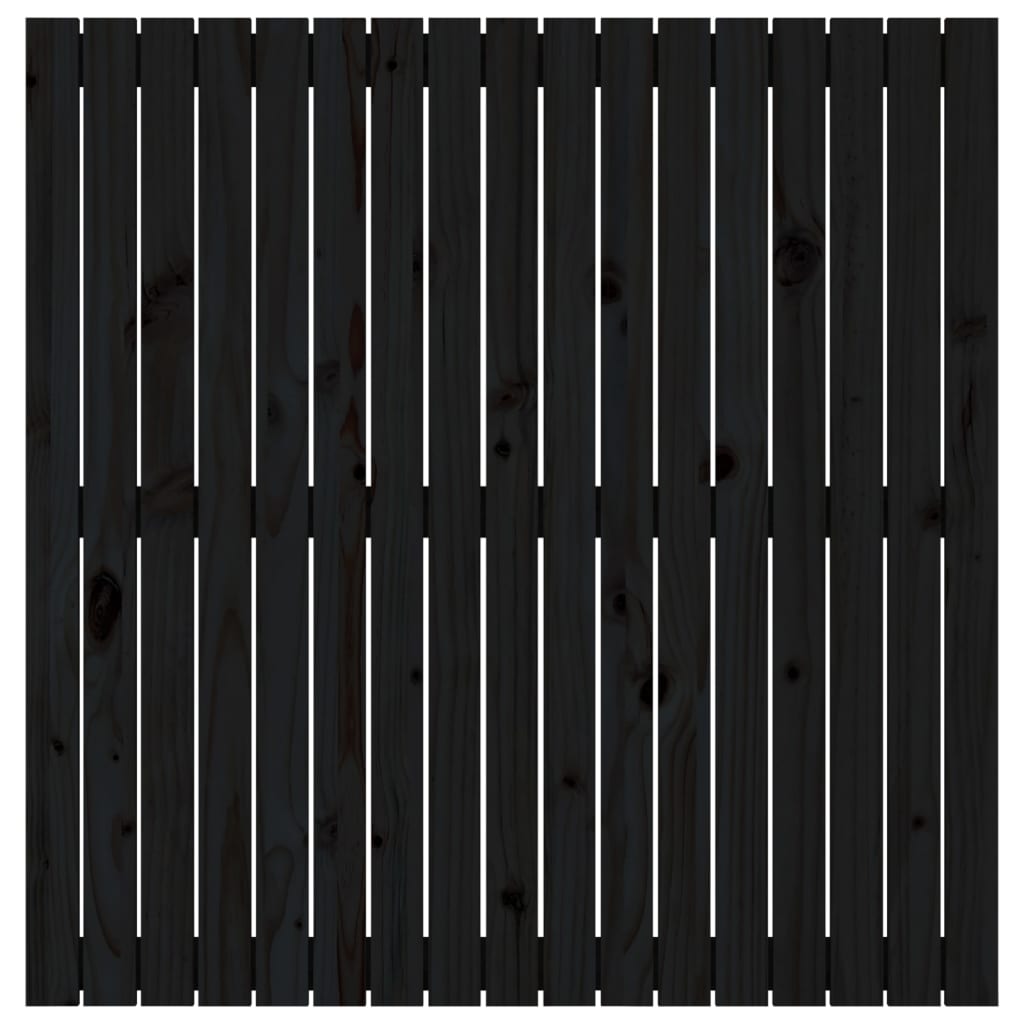 Testiera da Parete Nera 108x3x110 cm in Legno Massello di Pino 824927