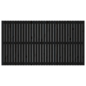 Testiera da Parete Nera 204x3x110 cm in Legno Massello di Pino 824932