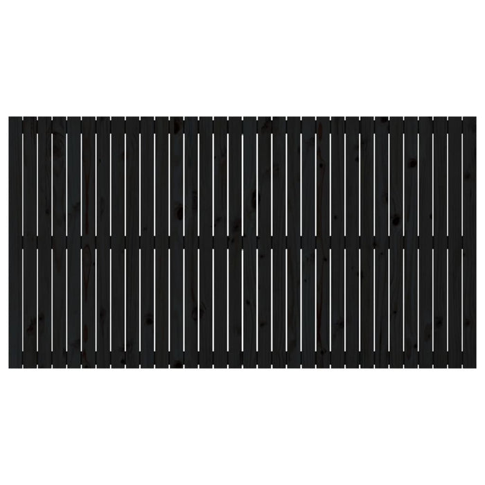 Testiera da Parete Nera 204x3x110 cm in Legno Massello di Pino 824932