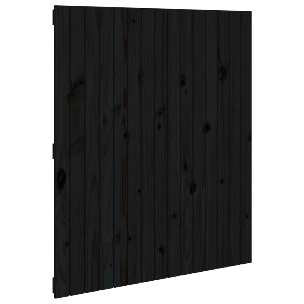 Testiera da Parete Nera 95,5x3x110 cm in Legno Massello di Pino 824937