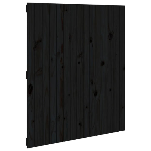 Testiera da Parete Nera 95,5x3x110 cm in Legno Massello di Pino 824937