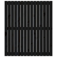 Testiera da Parete Nera 95,5x3x110 cm in Legno Massello di Pino 824937
