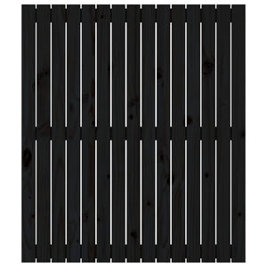 Testiera da Parete Nera 95,5x3x110 cm in Legno Massello di Pino 824937