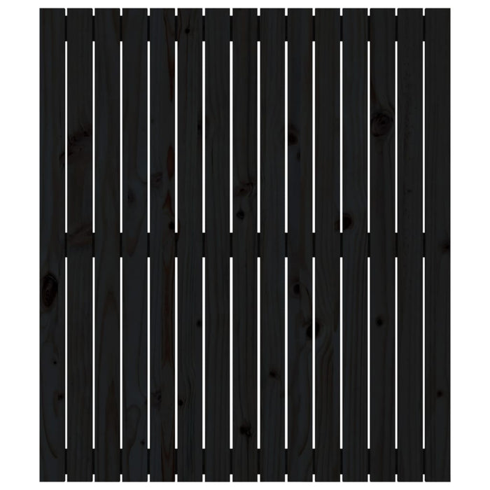Testiera da Parete Nera 95,5x3x110 cm in Legno Massello di Pino 824937