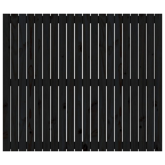 Testiera da Parete Nera 127,5x3x110cm in Legno Massello di Pino