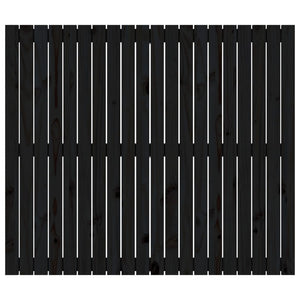 Testiera da Parete Nera 127,5x3x110cm in Legno Massello di Pino 824942
