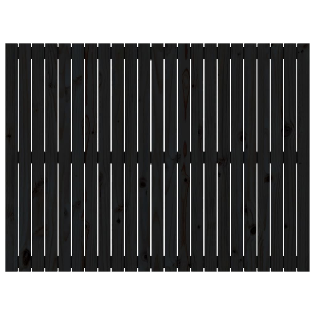 Testiera da Parete Nera 146,5x3x110cm in Legno Massello di Pino 824947