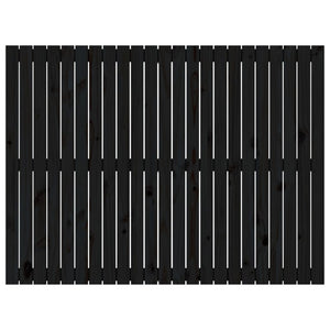 Testiera da Parete Nera 146,5x3x110cm in Legno Massello di Pino 824947