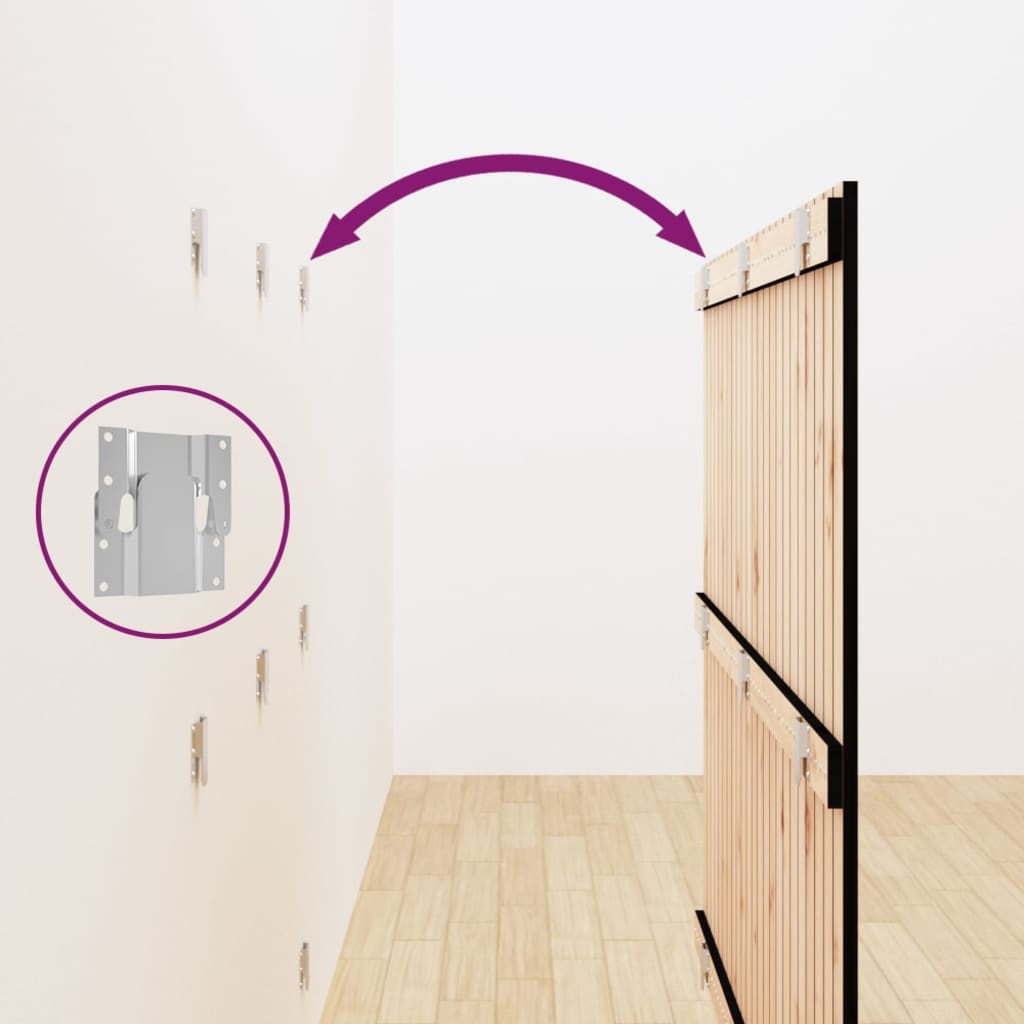 Testiera da Parete Nera 146,5x3x110cm in Legno Massello di Pino 824947