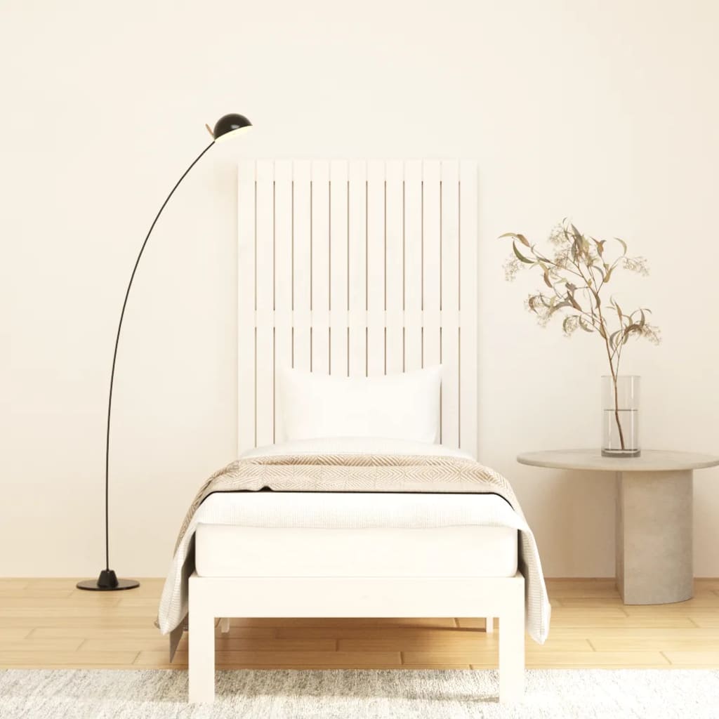 Testiera da Parete Bianca 82,5x3x110 cm Legno Massello di Pino 824954