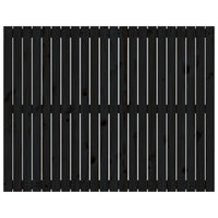 Testiera da Parete Nera 140x3x110 cm in Legno Massello di Pino 824972