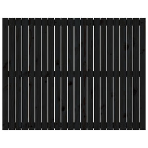 Testiera da Parete Nera 140x3x110 cm in Legno Massello di Pino 824972