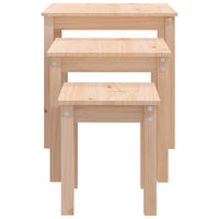 Tavolini a Incastro 3 pz in Legno Massello di Pino 824973
