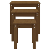 Tavolini a Incastro 3pz Marrone Ambra in Legno Massello di Pino 824976