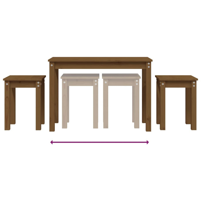 Tavolini a Incastro 3 pz Miele in Legno Massello di Pino cod mxl 16677