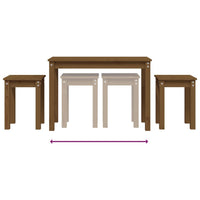 Tavolini a Incastro 3pz Marrone Ambra in Legno Massello di Pino 824981