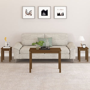 Tavolini a Incastro 3pz Marrone Ambra in Legno Massello di Pino 824981