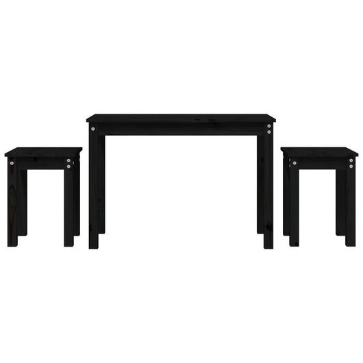 Tavolini a Incastro 3 pz Nero in Legno Massello di Pino 824982